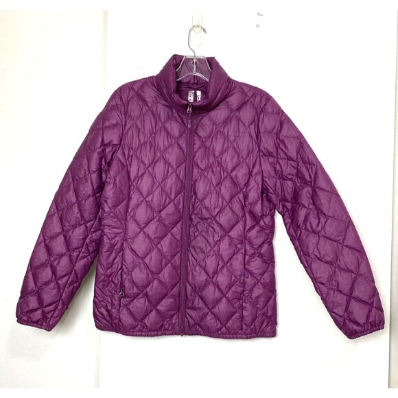 32 Degree Heat Down Puffe Quilt Jacket Size M Purple Women Zip Outdoors Feather - Picture 1 of 15